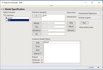 Launch Genreg from the Fit Model dialog in JMP Pro.